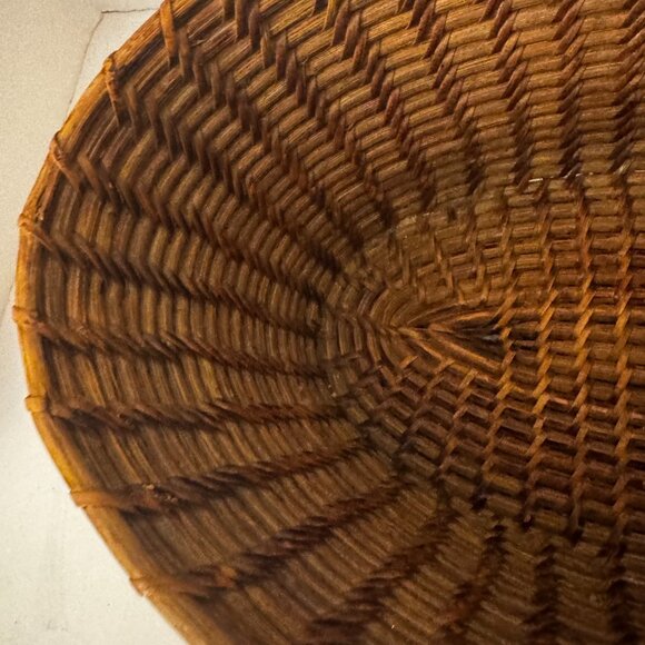Oblong 13" Oval Basket Brown Home Organization Vtg Boho Farmhouse Decor - Picture 7 of 14